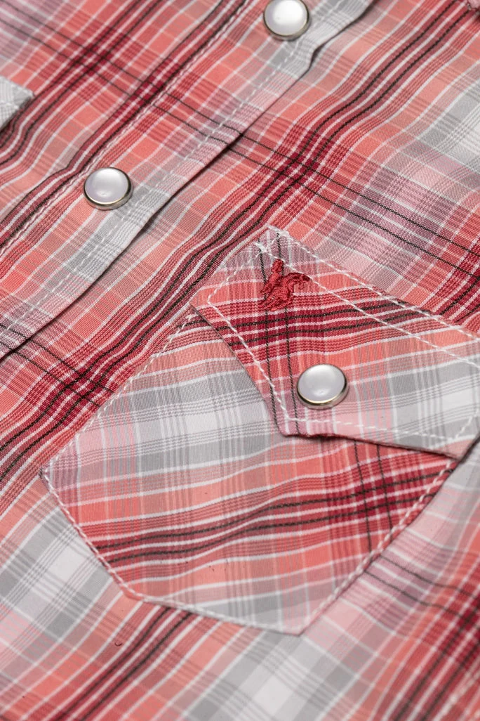 Boy's Western Pearl Snap Button Plaid Shirt -PS400K-438 - Image 3