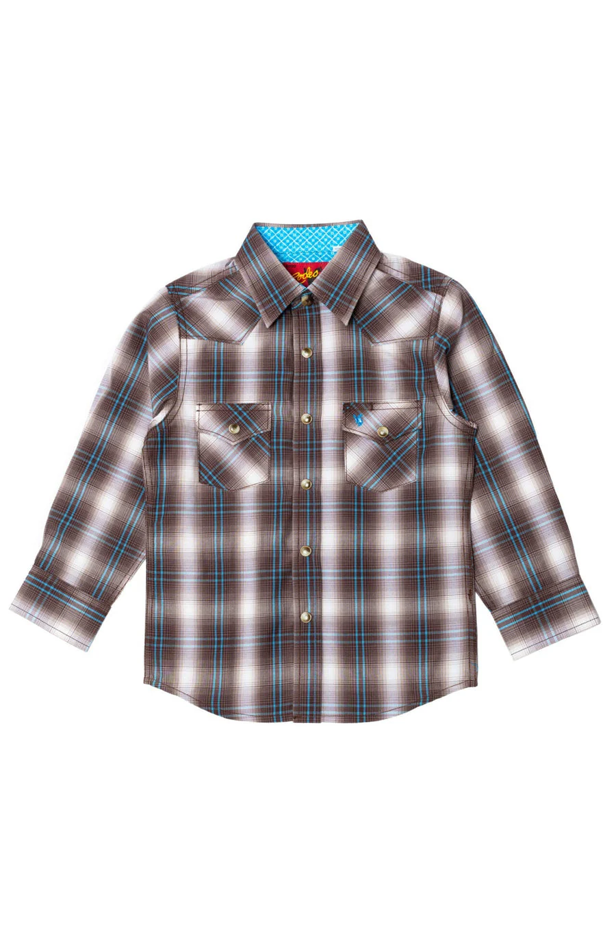 Boy's Western Pearl Snap Button Plaid Shirt-PS400K-461 - Image 3