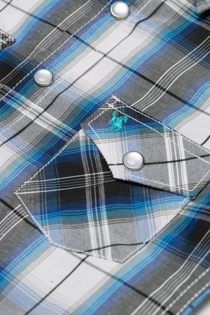 Boy's Western Pearl Snap Button Plaid Shirt -PS400K-471 - Image 3