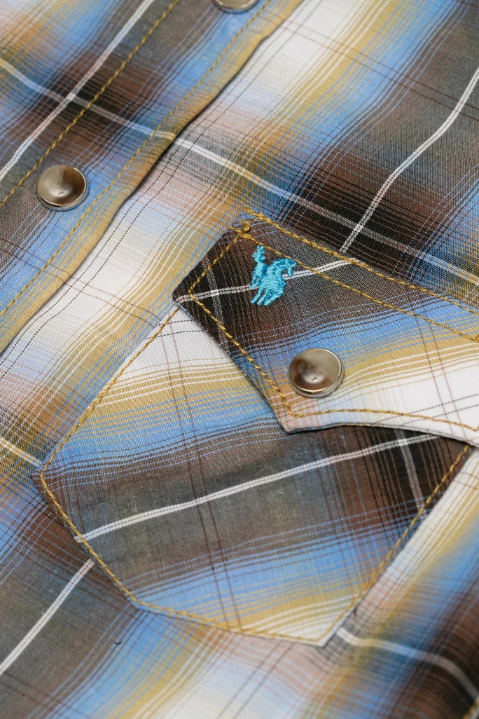 Boy's Western Pearl Snap Button Plaid Shirt -PS400K-492 - Image 3