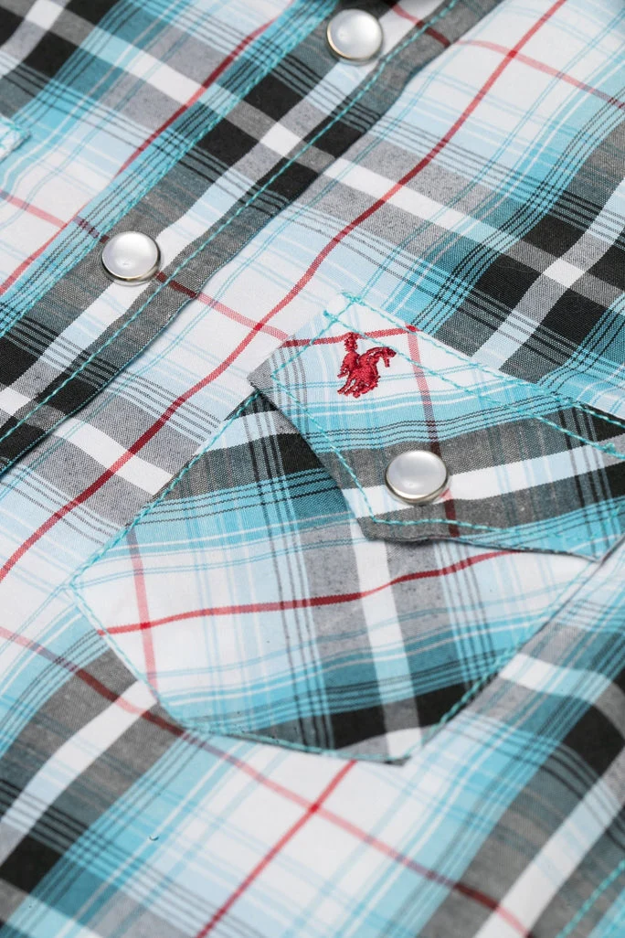 Boy's Western Pearl Snap Button Plaid Shirt -PS400K-493 - Image 3