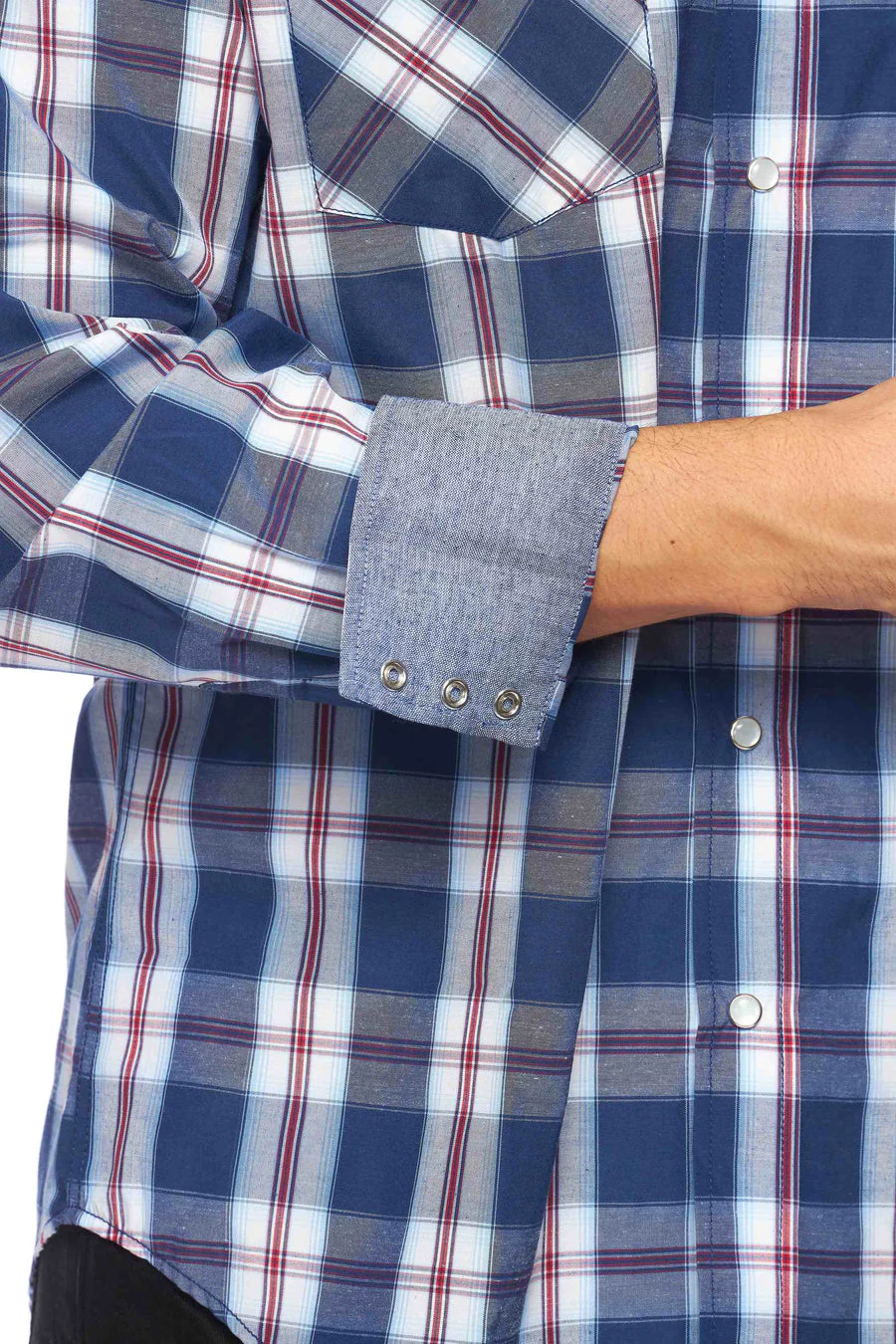 Men's Western Long Sleeve Pearl Snap Plaid Shirt - PS400-403 - Image 2