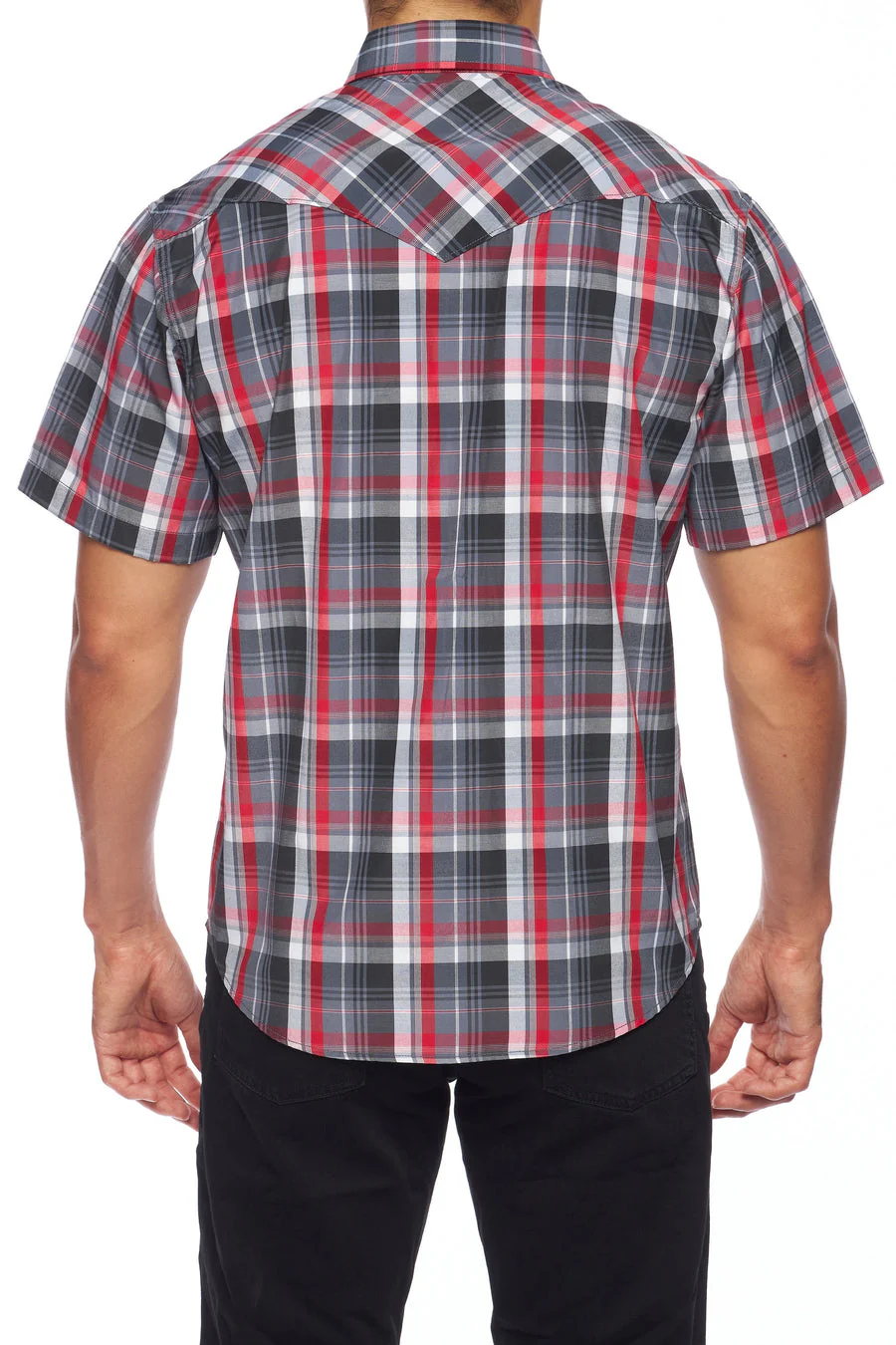 Men's Western Short Sleeve Pearl Snaps Plaid Shirt-PS400S-402 - Image 5