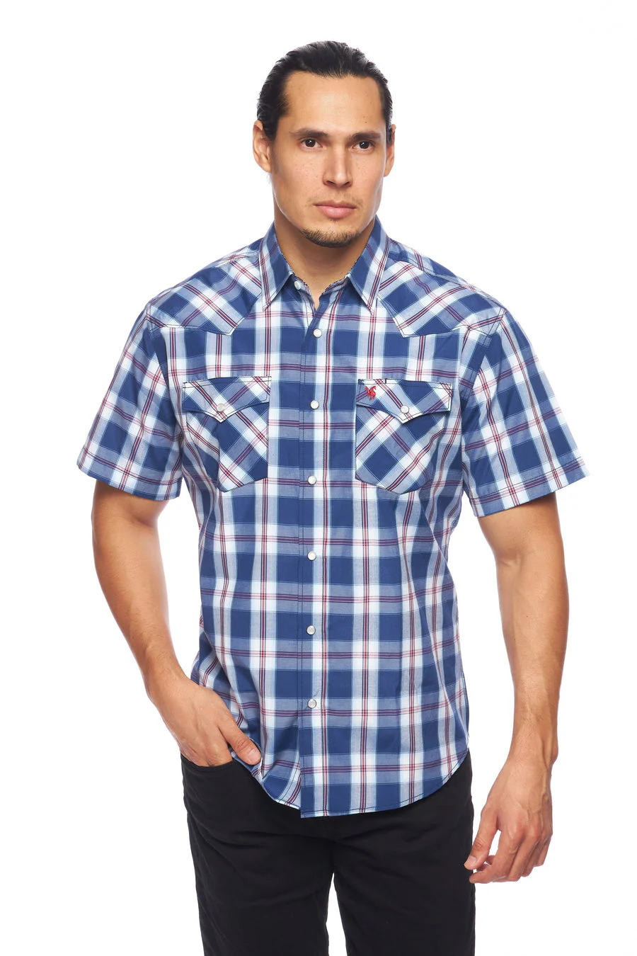 Men's Western Short Sleeve Pearl Snaps Plaid Shirt -PS400S-403 - Image 3