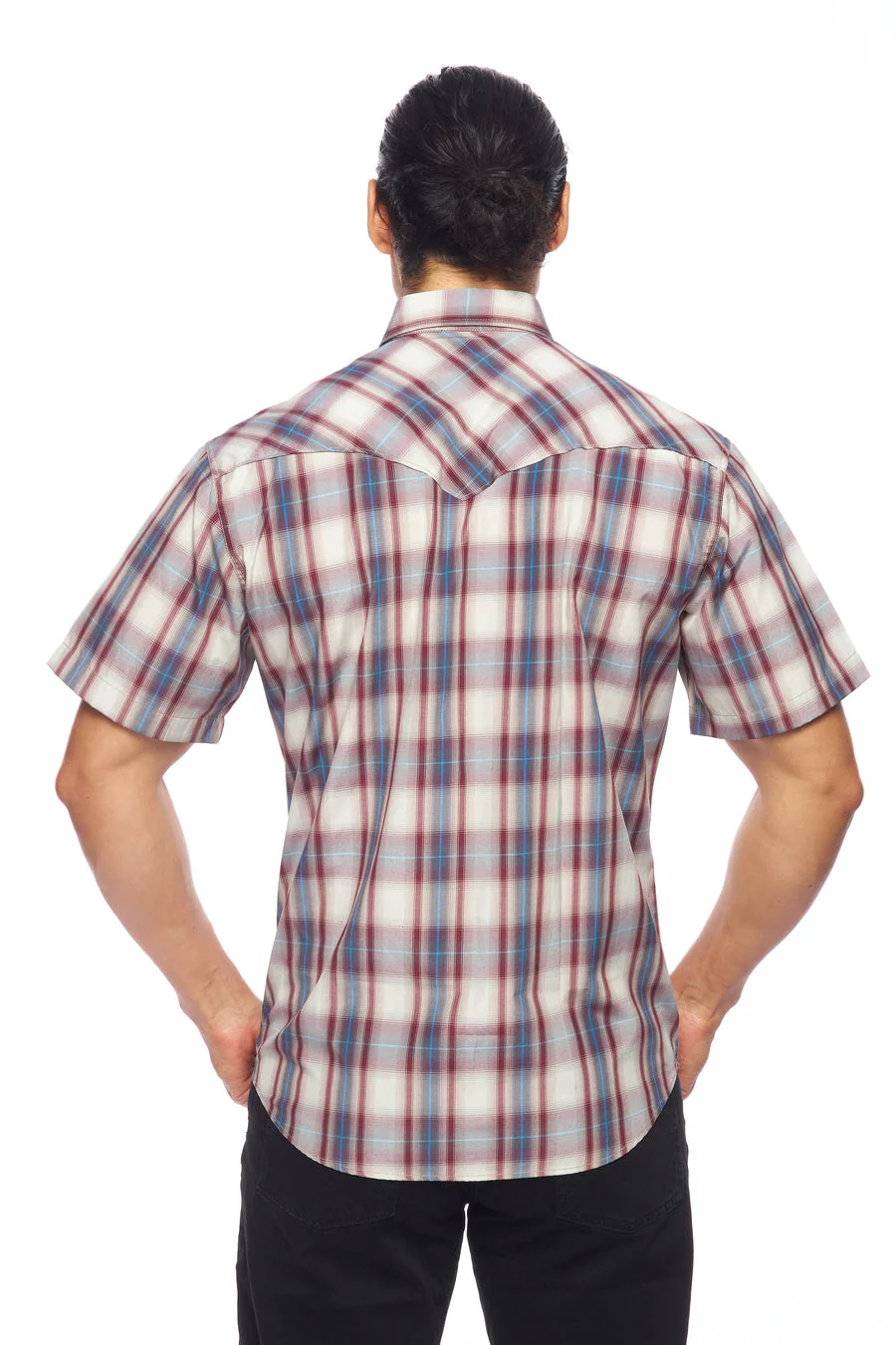 Men's Western Short Sleeve Pearl Snaps Plaid Shirt -PS400S-406 - Image 3