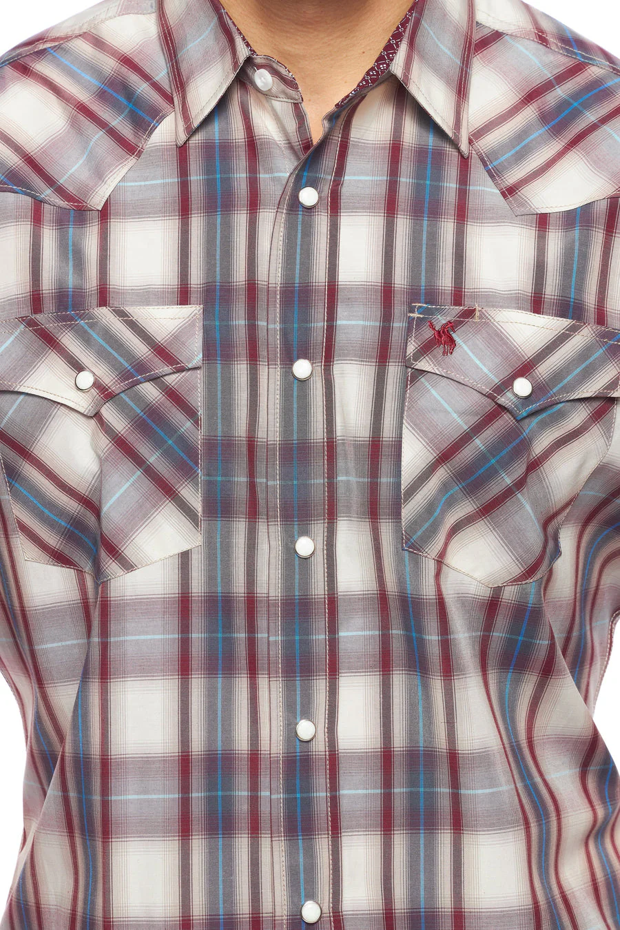 Men's Western Short Sleeve Pearl Snaps Plaid Shirt -PS400S-406 - Image 5