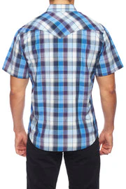 Men's Western Short Sleeve Pearl Snaps Plaid Shirt -PS400S-468 - Image 4