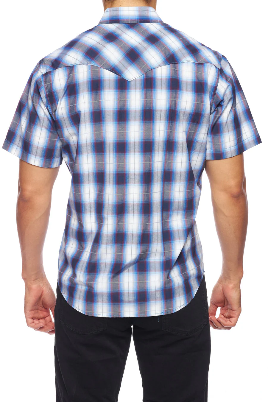 Men's Western Short Sleeve Pearl Snaps Plaid Shirt -PS400S-470 - Image 3