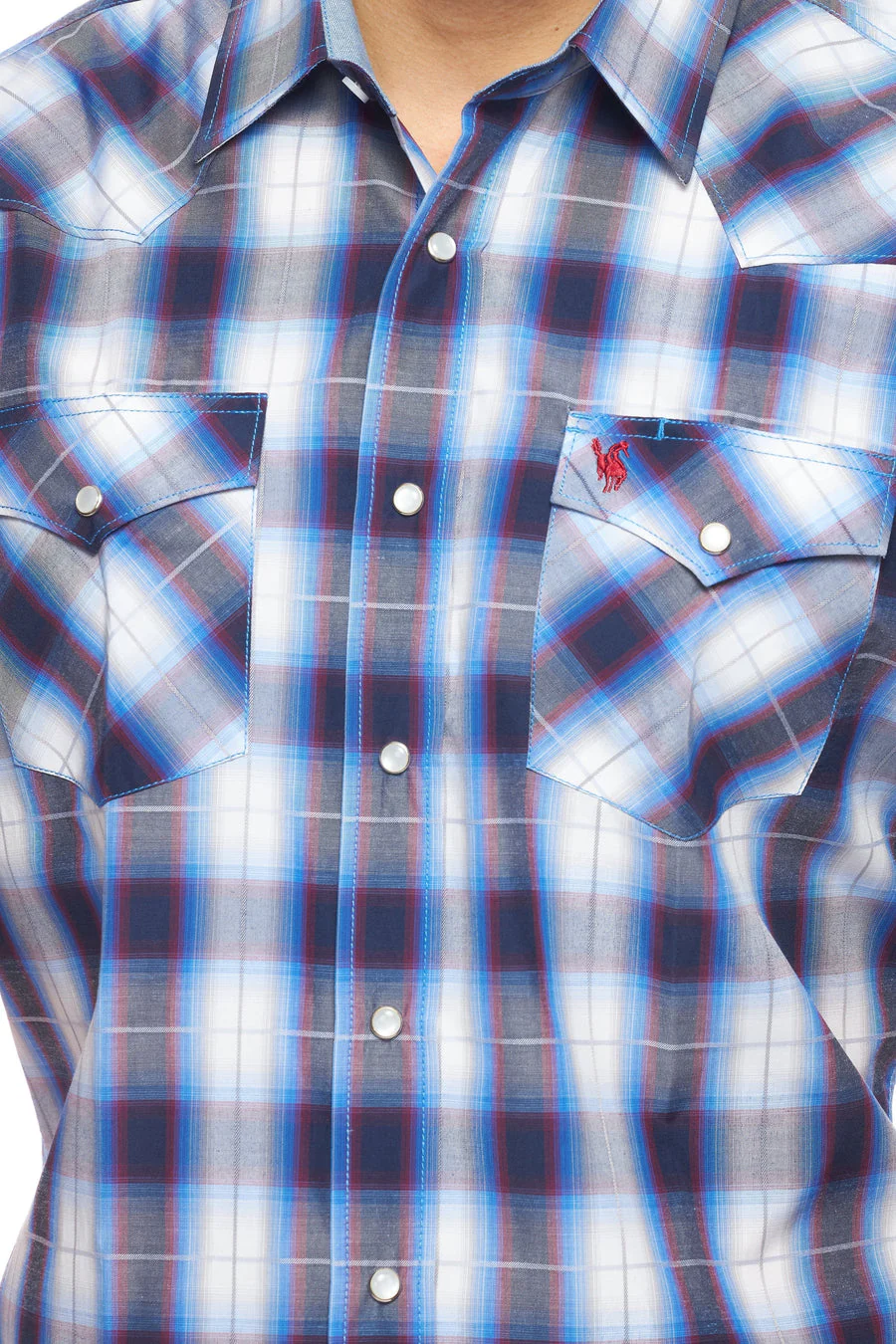 Men's Western Short Sleeve Pearl Snaps Plaid Shirt -PS400S-470 - Image 4