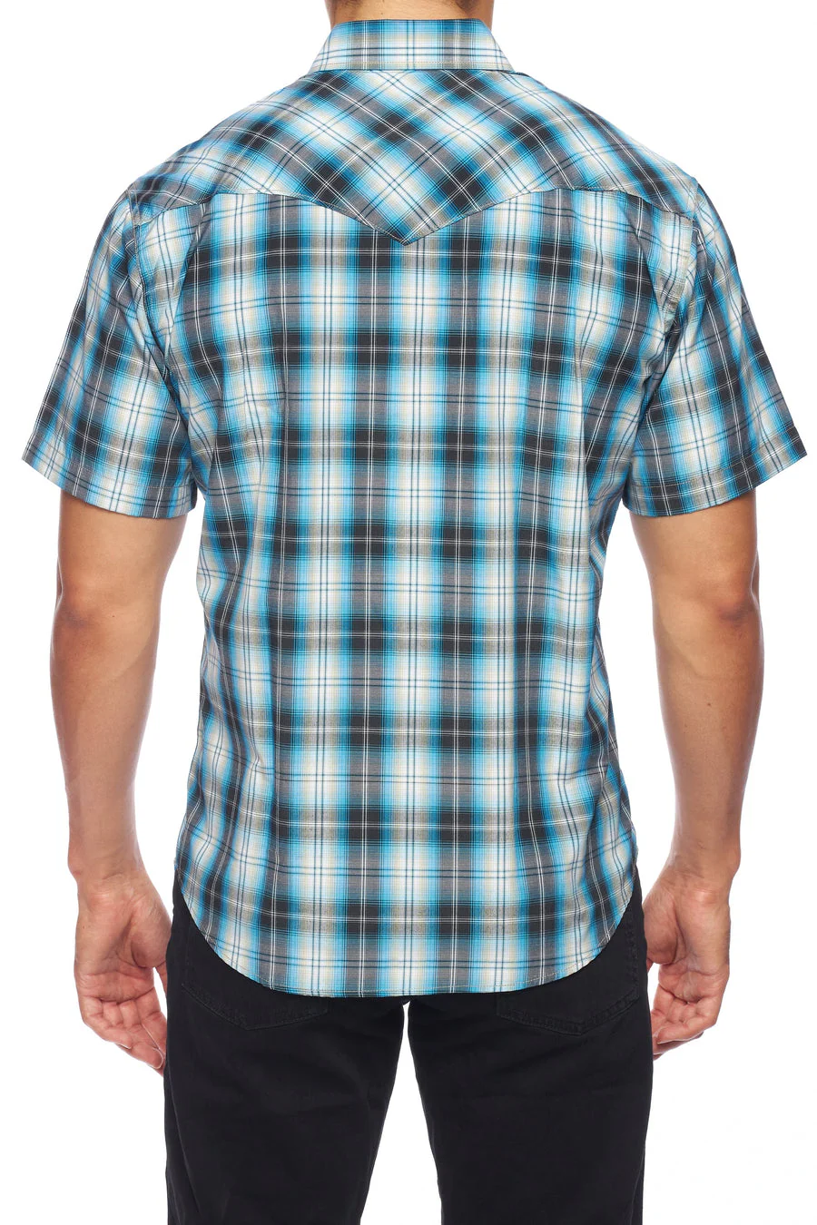Men's Western Short Sleeve Pearl Snaps Plaid Shirt -PS400S-478 - Image 5
