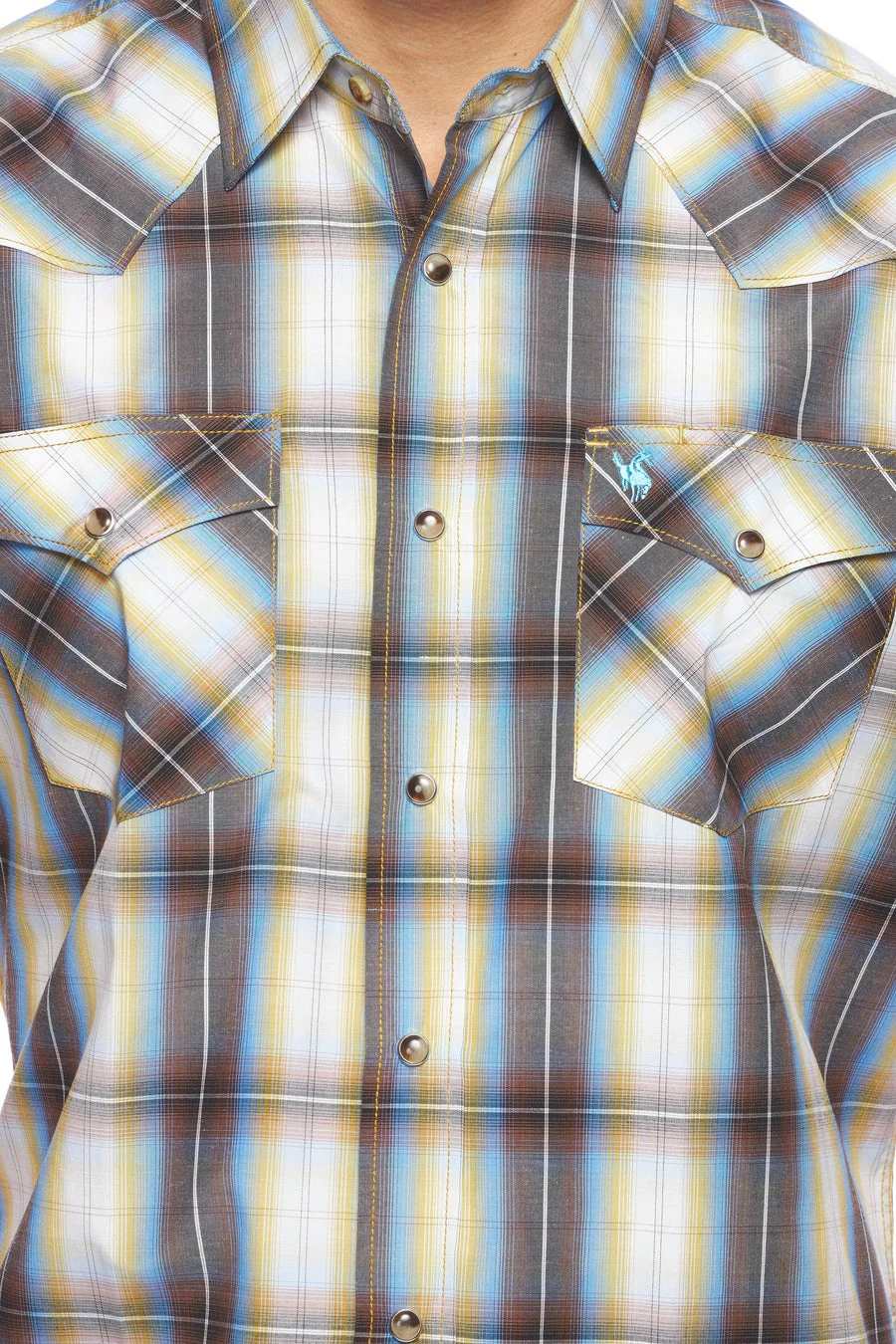 Men's Western Short Sleeve Pearl Snaps Plaid Shirt -PS400S-492 - Image 3
