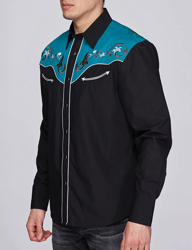 Men's Western Cowboy Embroidery Shirt-PS500-506 - Image 3