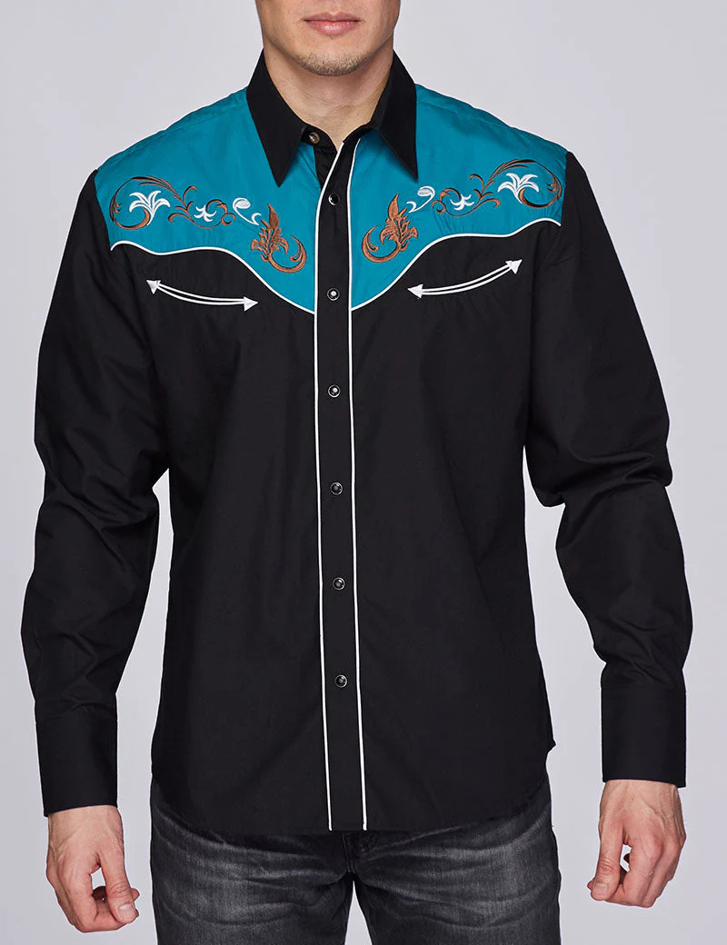 Men's Western Cowboy Embroidery Shirt-PS500-506 - Image 5