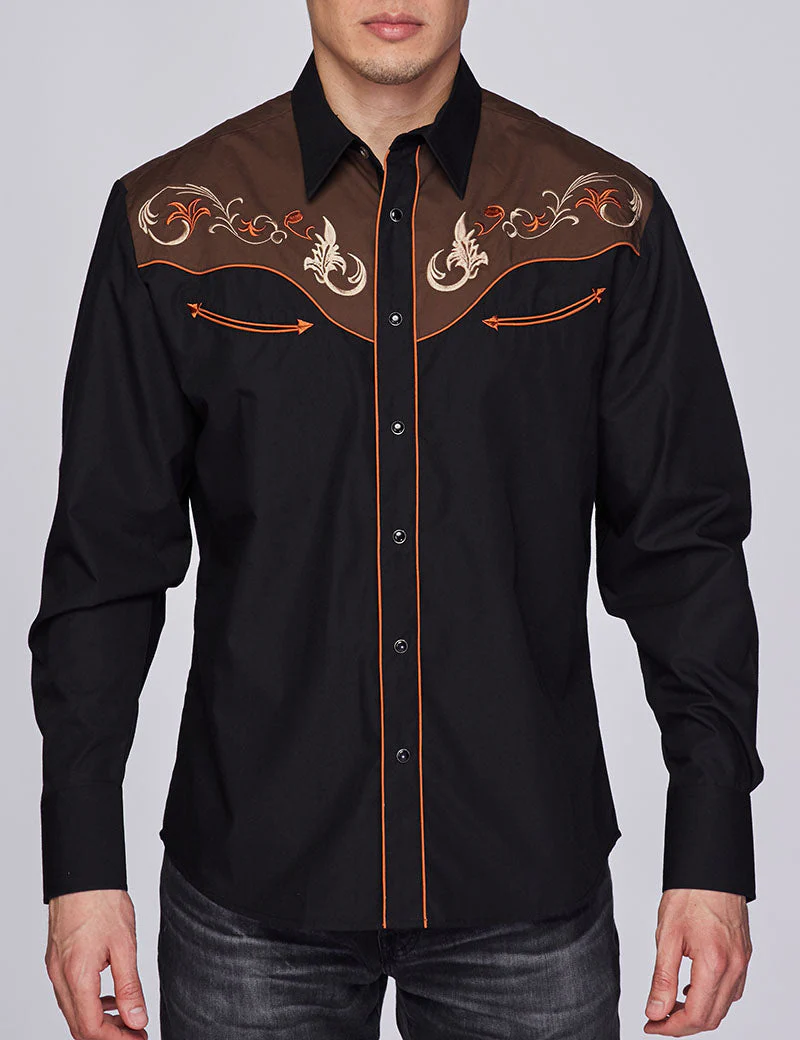 Men's Western Cowboy Embroidery Shirt-PS500-507