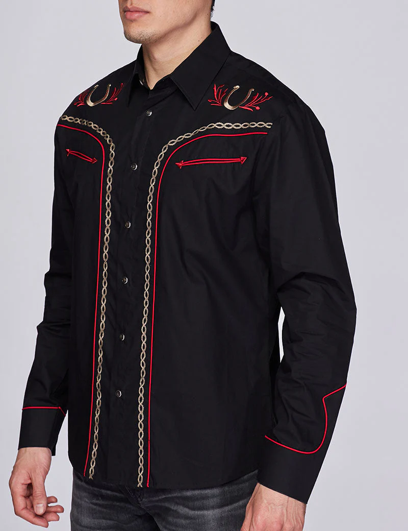 Men's Western Cowboy Embroidery Shirt-PS500-516 - Image 3