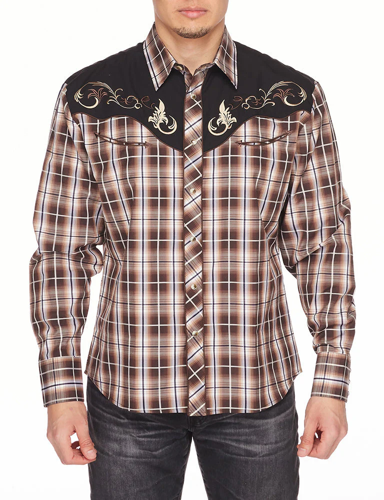 Men's Western Cowboy Embroidery Shirt-PS500-530