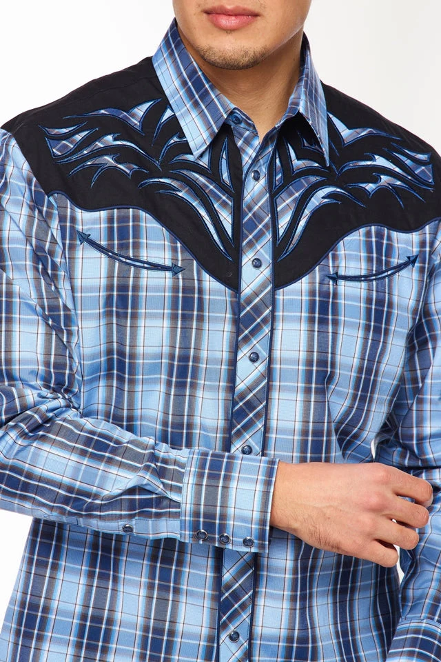 Men's Western Cowboy Embroidery Shirt-PS500L-555 - Image 4