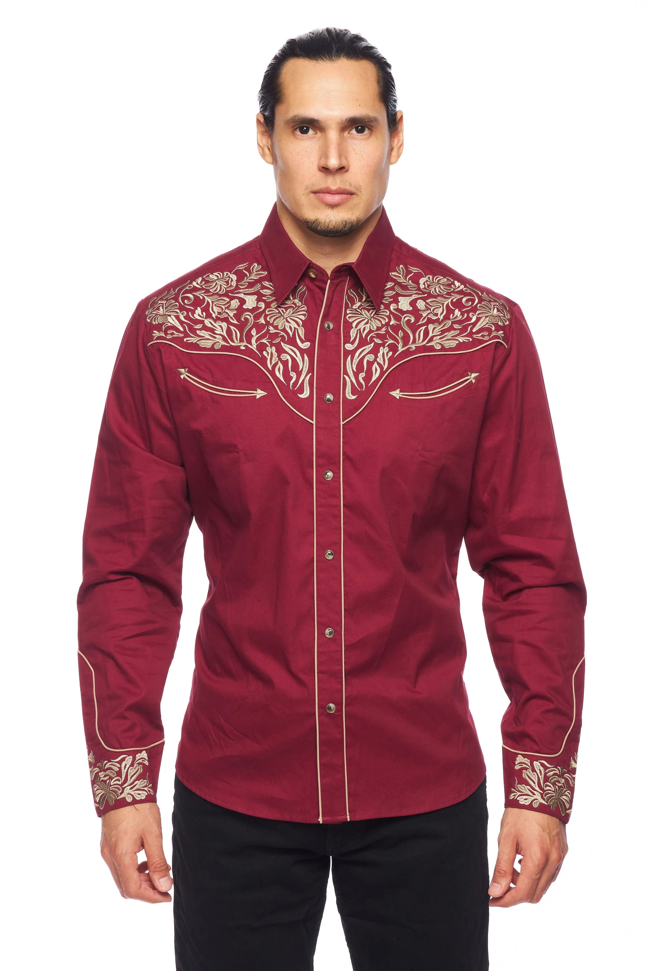 Men's Western Cowboy Embroidery Shirt -PS500L-564
