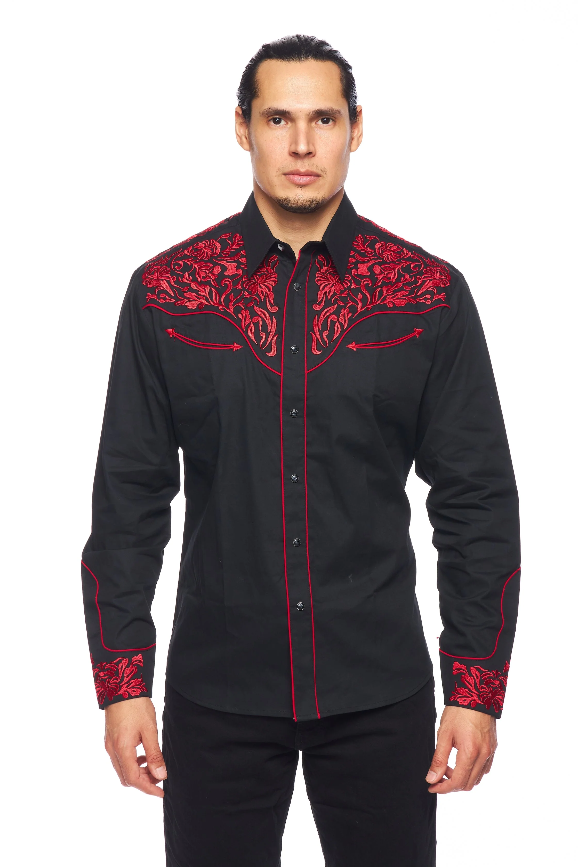 Men's Western Cowboy Embroidery Shirt -PS500L-563