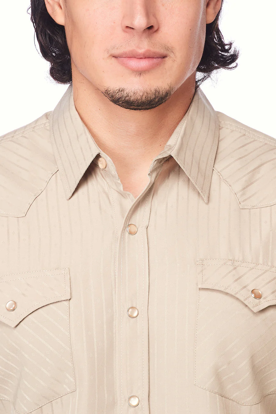 Men's Western Two Tone Beige Shirt - Image 3