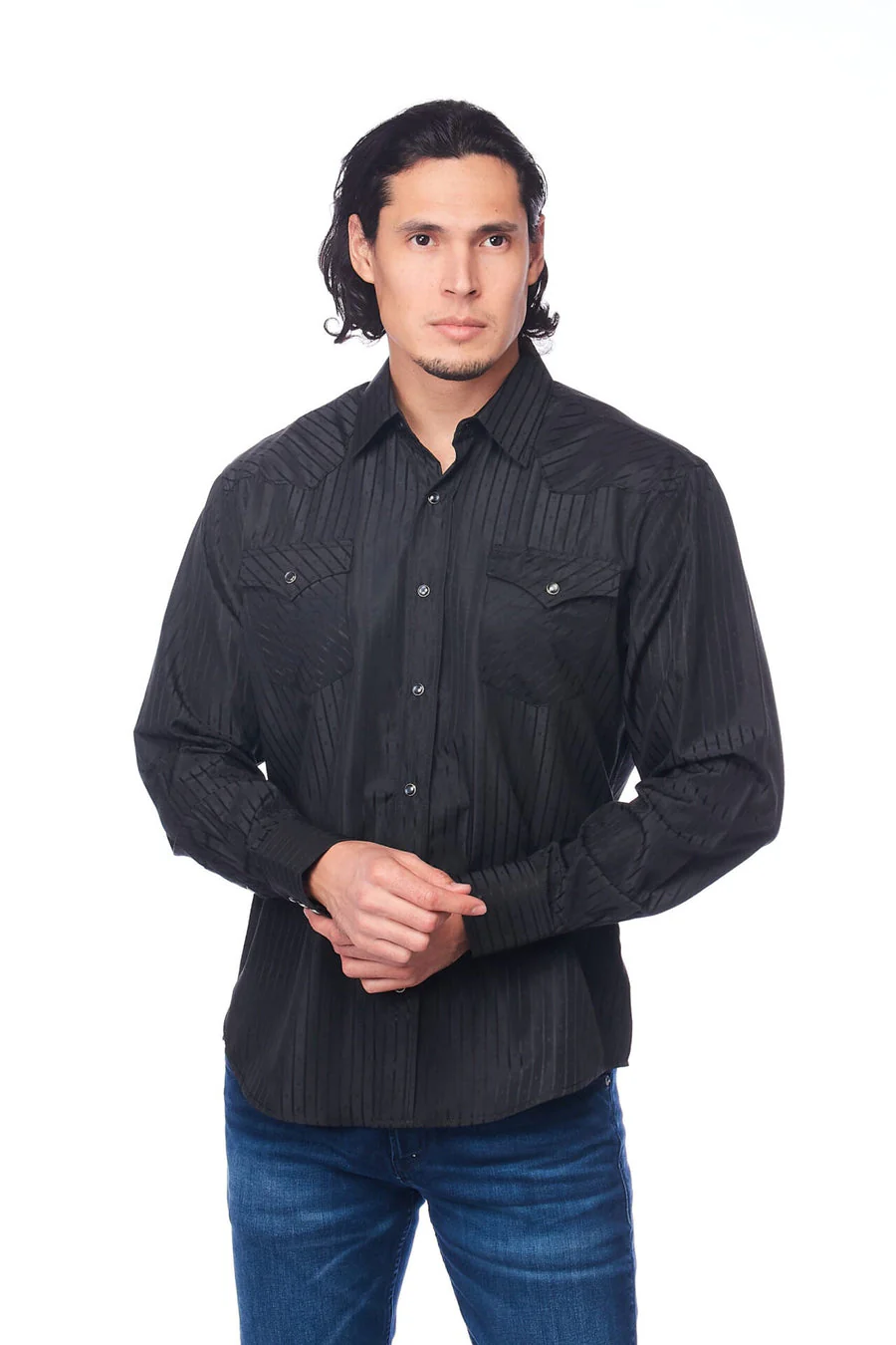 Men's Western Two Tone Black Shirt - Image 3