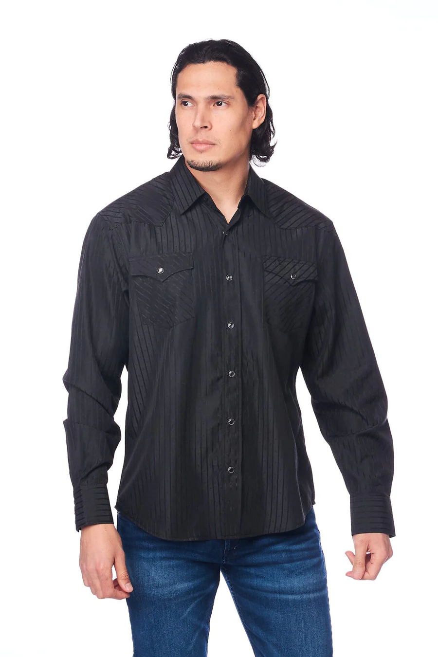 Men's Western Two Tone Black Shirt - Image 4