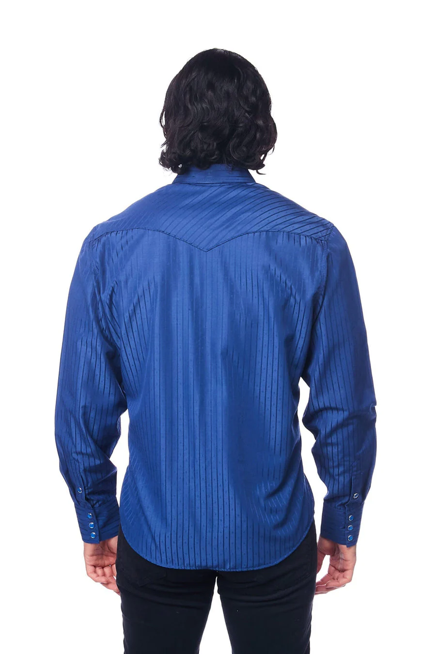 Men's Western Two Tone Navy Shirt - Image 3
