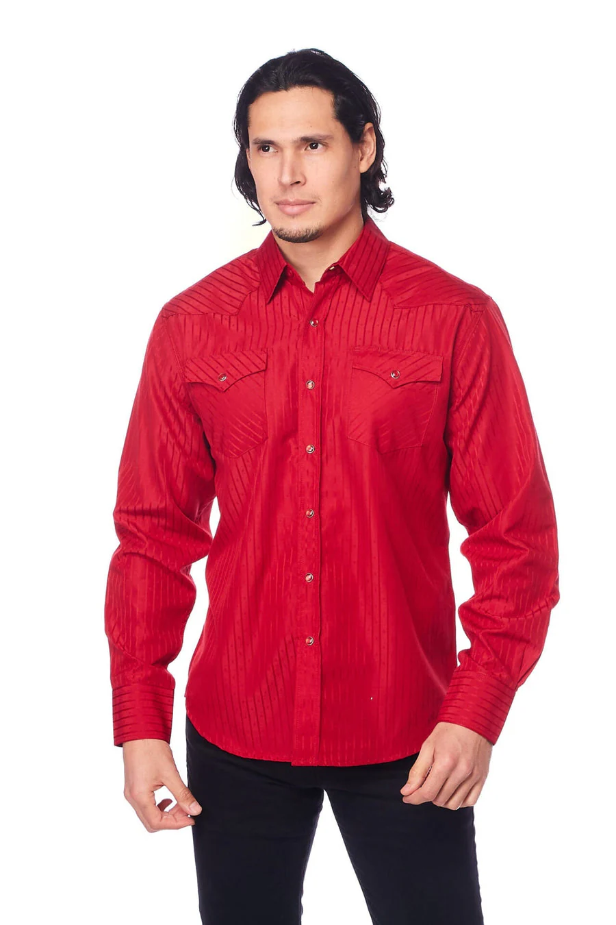 Men's Western Two Tone Red Shirt - Image 3