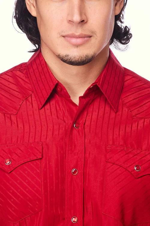 Men's Western Two Tone Red Shirt - Image 4