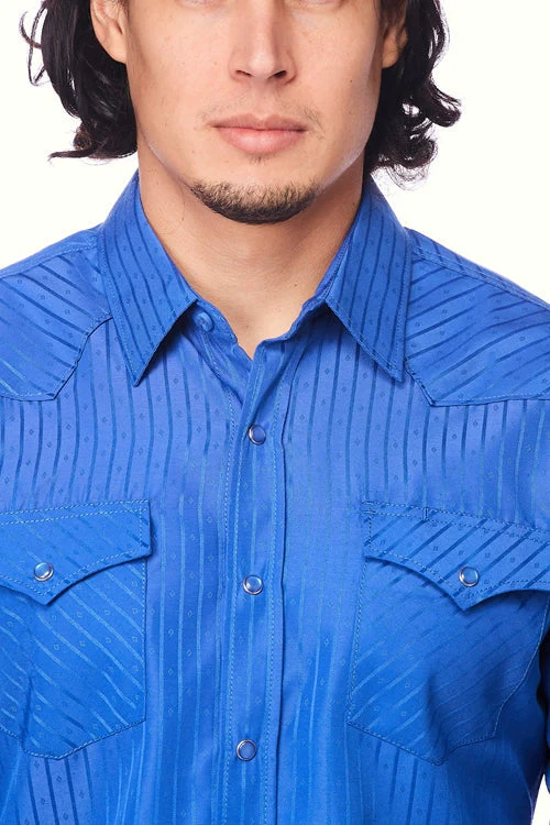 Men's Western Two Tone Navy Shirt - Image 4