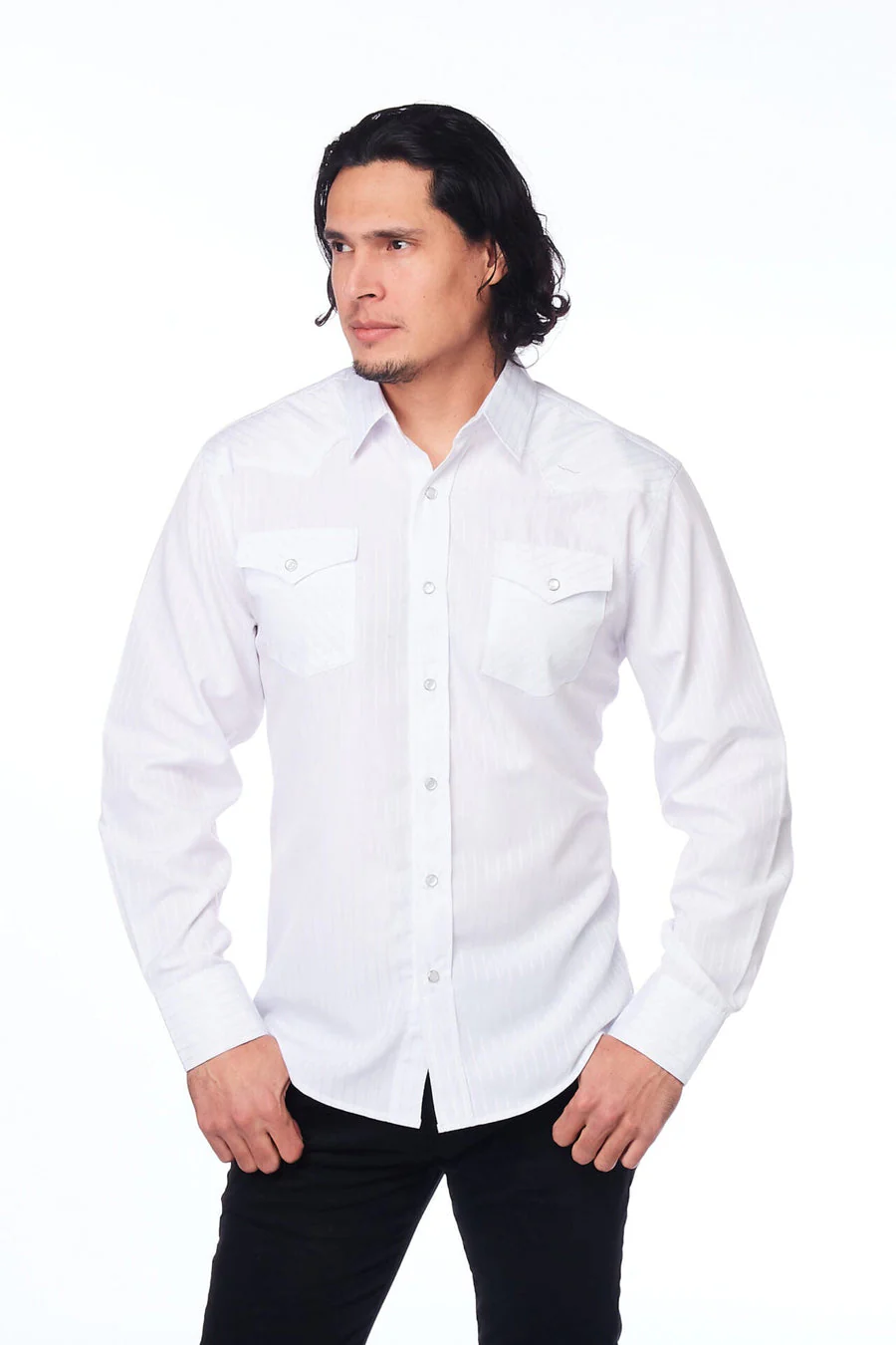 Men's Western Two Tone White Shirt - Image 3