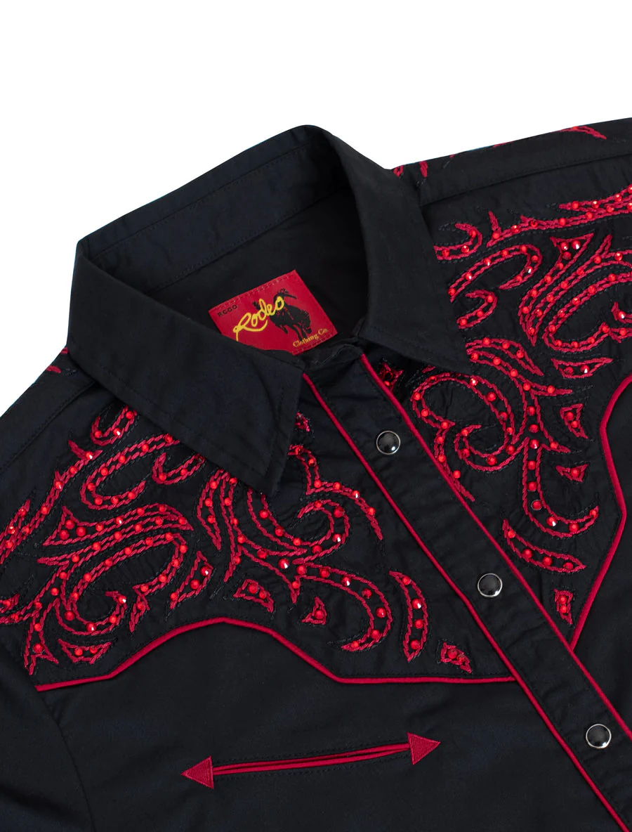 Women’s Western Embroidered diamond studded Shirts-LS500D-528 - Image 2