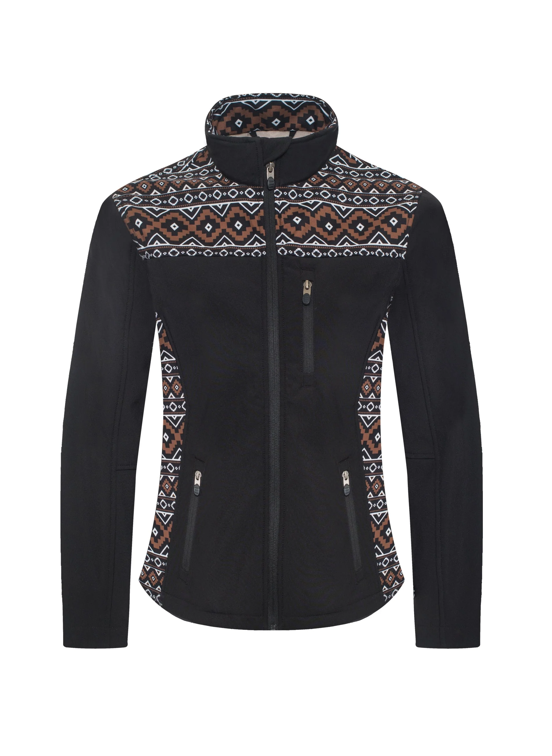 Women's Western Aztec Print Jacket -LJ650EMB-AZ-BLACK-BROWN